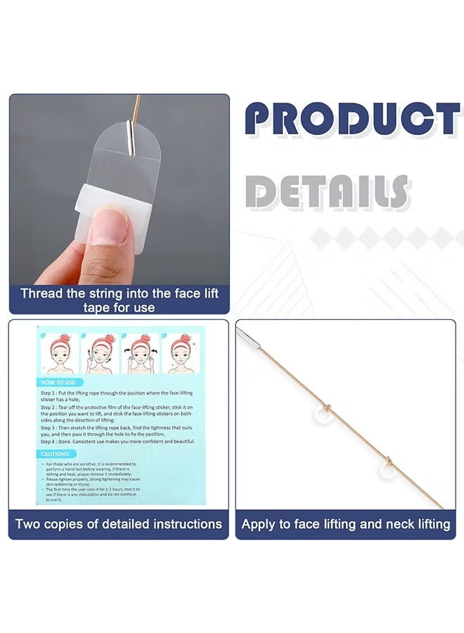 HTKCRX 40 PCS Face Lifting Tapes With 8 PCS Lifting Rope Sets, Invisible Face Lift Tape Instant Face Lift Sticker Adhesive Lifting Patch Quick Face Lifting Band Neck Eye Lift Tape For Women Face Beauty - Image 3