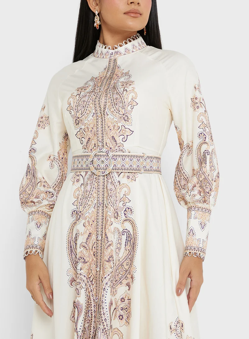 Khizana Paisley Print Maxi Dress