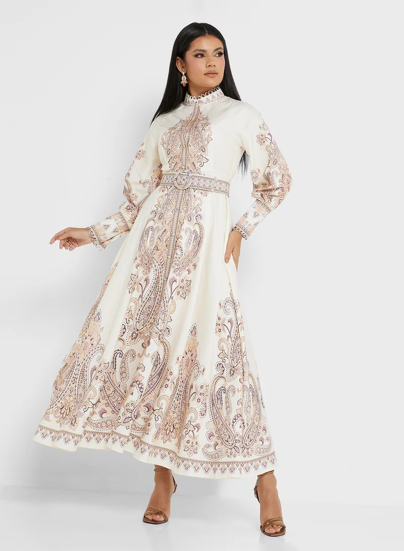 Khizana Paisley Print Maxi Dress