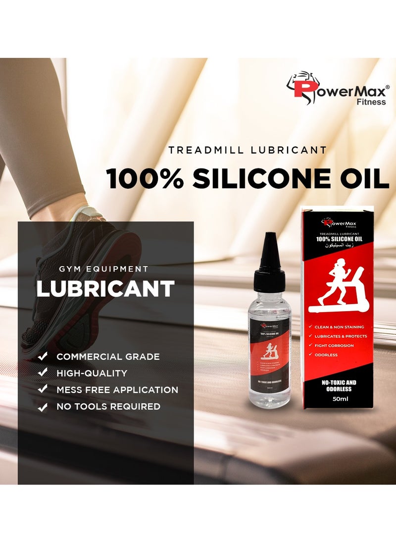 PowerMax Fitness - Fitness Multi-Purpose Pms-50 (50Ml Silicone Oil Bottle) 100% Pure Silicone Treadmill Lubricant, Full Belt Width Lubrication, No Odor & No Propellants, Nozzle Cap For Easy Application, White - Image 1
