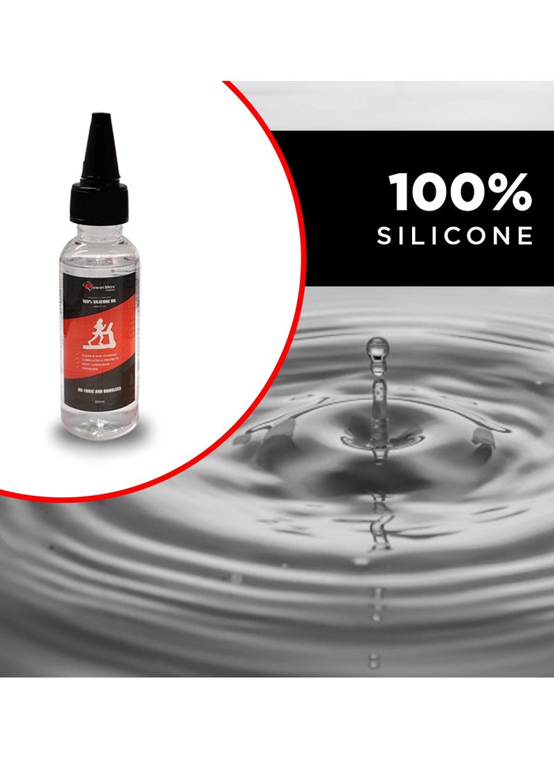 PowerMax Fitness - Fitness Multi-Purpose Pms-50 (50Ml Silicone Oil Bottle) 100% Pure Silicone Treadmill Lubricant, Full Belt Width Lubrication, No Odor & No Propellants, Nozzle Cap For Easy Application, White - Image 1