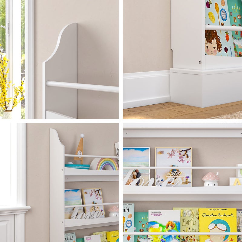 UTEX Kids Bookshelf, 3 Tiers Book Shelf and Storage for Kids Rooms, Kids Bookcase Rack Wall for Bedroom,Study Living Room,White - Image 3