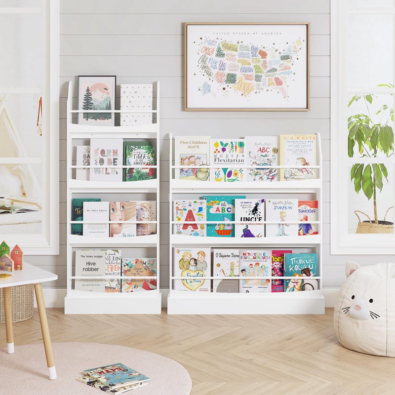 UTEX Kids Bookshelf, 3 Tiers Book Shelf and Storage for Kids Rooms, Kids Bookcase Rack Wall for Bedroom,Study Living Room,White - Image 4