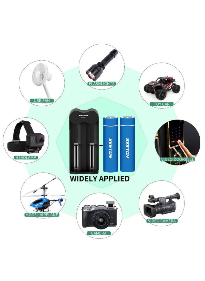 BESTON 18650 Battery Charger＋ 2 Pcs Rechargable 18650 Li-Ion Battery 3300 mAh  - Image 4