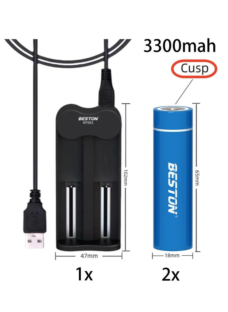 BESTON 18650 Battery Charger＋ 2 Pcs Rechargable 18650 Li-Ion Battery 3300 mAh  - Image 2