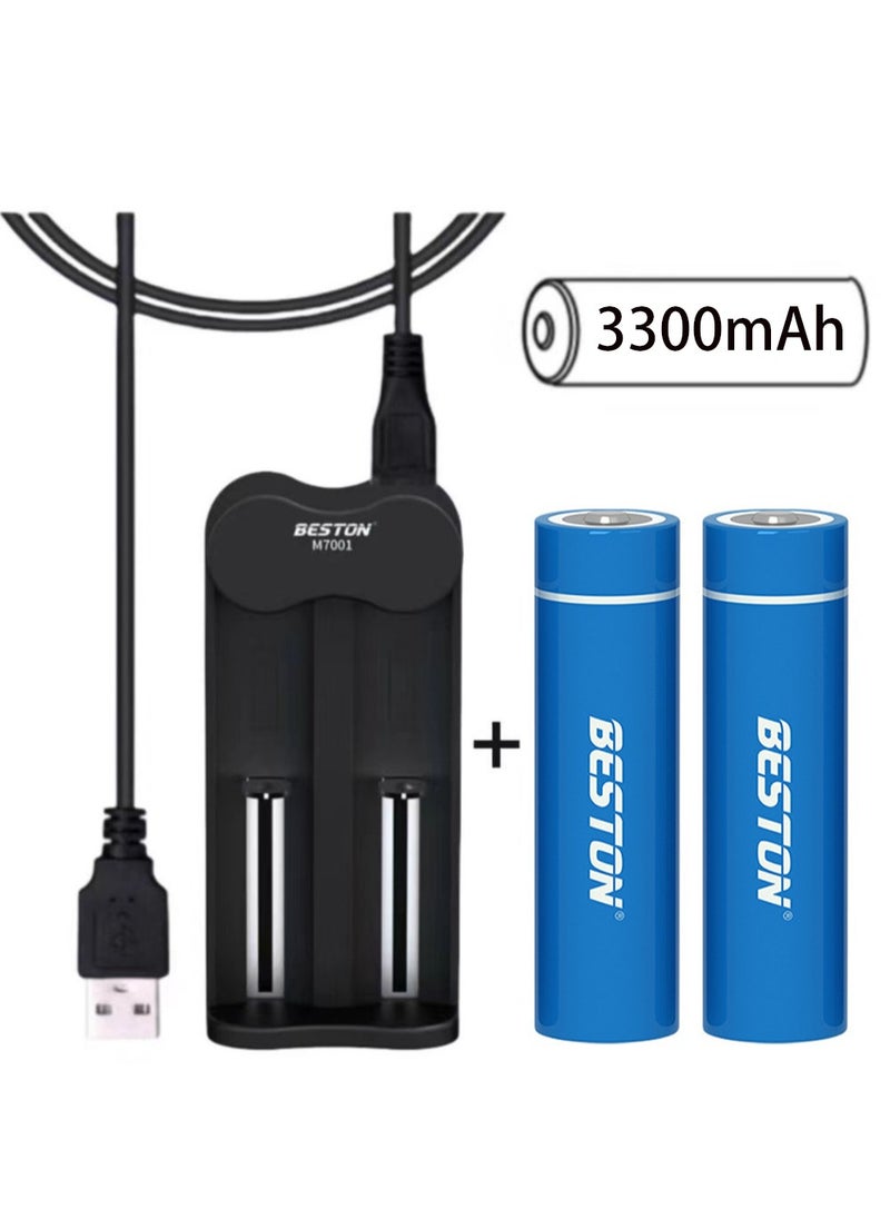 BESTON 18650 Battery Charger＋ 2 Pcs Rechargable 18650 Li-Ion Battery 3300 mAh  - Image 1
