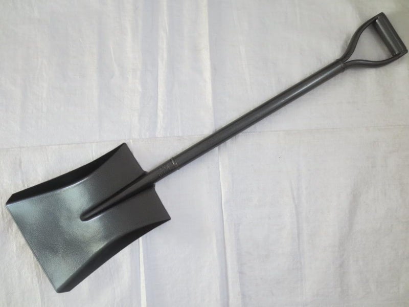 Metal Shovel with Steel Handle, Square Head, D Handle, Black