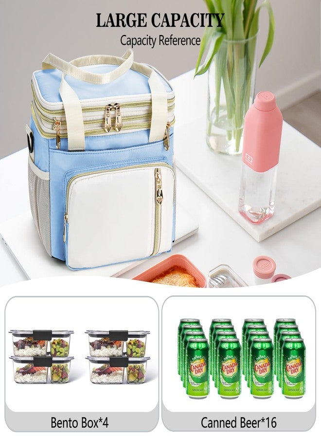 LOKASS Lunch Box for Women/Men-16L-Insulated Lunch Bag, Expandable Double-layer Leakproof Cooler Bag with Upgrade Adjustable Shoulder Strap Ideal for Work/Travel/Picnics（Sky Blue） - Image 5