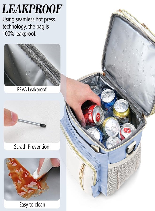 LOKASS Lunch Box for Women/Men-16L-Insulated Lunch Bag, Expandable Double-layer Leakproof Cooler Bag with Upgrade Adjustable Shoulder Strap Ideal for Work/Travel/Picnics（Sky Blue） - Image 4