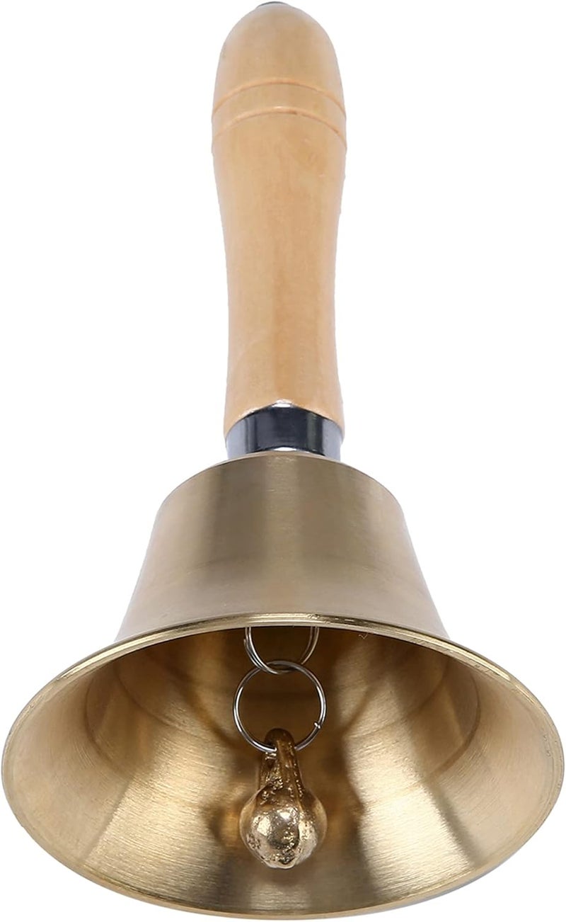 Mihey Extra Loud Solid Brass Hand Call Bell with Wooden Handle - Image 1