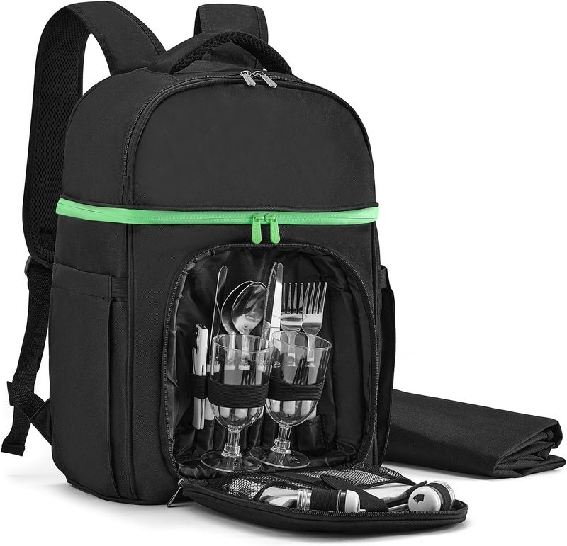 Vogano Picnic Backpack - Picnic Set for 2 Person with 2 Insulated Cooler Compartment, Blanket and Cutlery Set, Ideal Bridal Shower Gifts, Engagement Gifts for Couples & Unique Wedding Gifts for Couples 2025 - Image 1