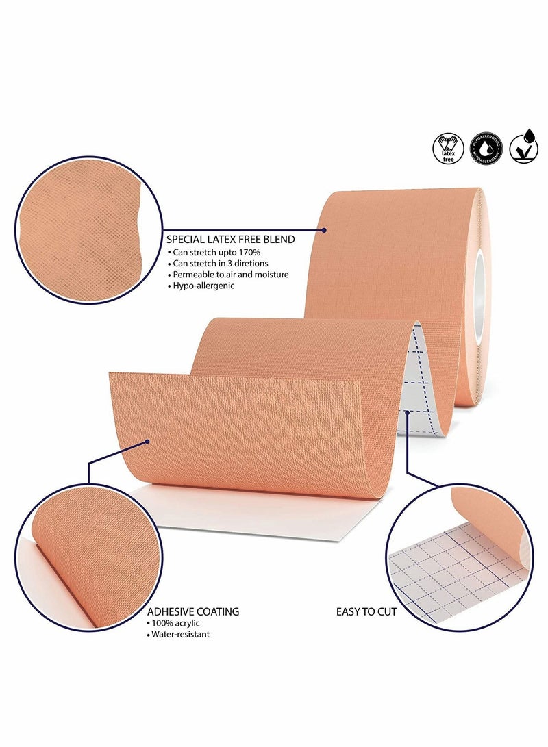 Excefore Sports Kinesiology Tape Roll of Elastic Water Resistant Tape for Support & Muscle Recovery Quality Sports Tape Muscle Tape Support Physio TapeKinetic for Knee Shoulder and Elbow 5cm*5m 2 Roll Beige - Image 5