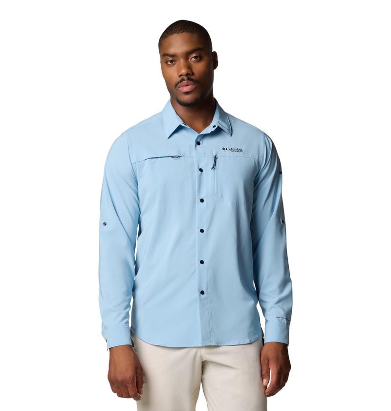 Columbia Men's Summit Valley Woven Long Sleeve Shirt, Ripple Blue, Large - Image 1