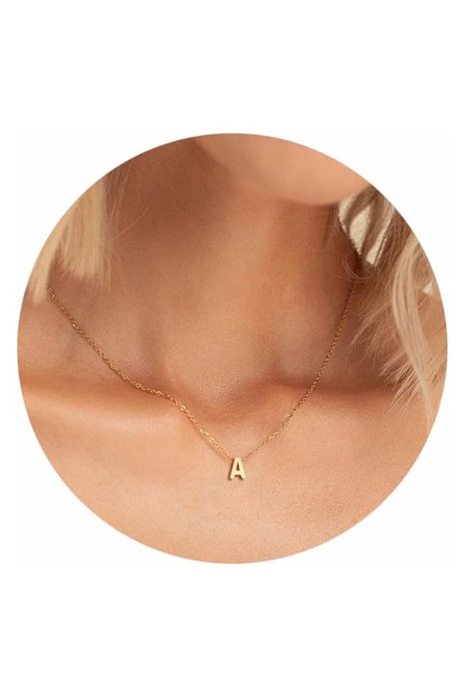 Tiny Initial Necklace 18K Gold Plated Small Letter Necklace Personalized Name Necklace for unisex - Image 1