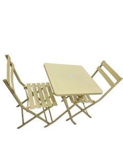 Chair and table set consisting of 3 pieces beige color