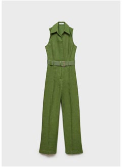 MANGO Casual Belted Linen Shirt Jumpsuit  - Image 5