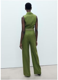MANGO Casual Belted Linen Shirt Jumpsuit  - Image 2