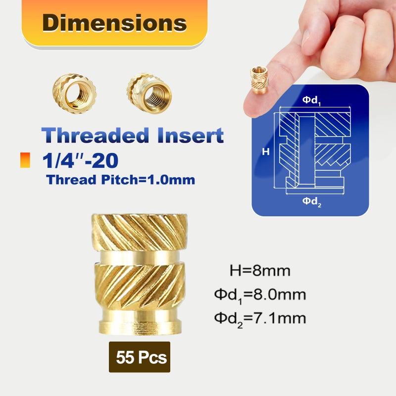 Kadrick 300 Pcs M3 Threaded Inserts For Plastic With Heat Set Tip M3*(3Mm-10Mm Hight)*4.5Mm Heat Set Inserts Kit Brass Inserts For 3D Pringting - Image 3