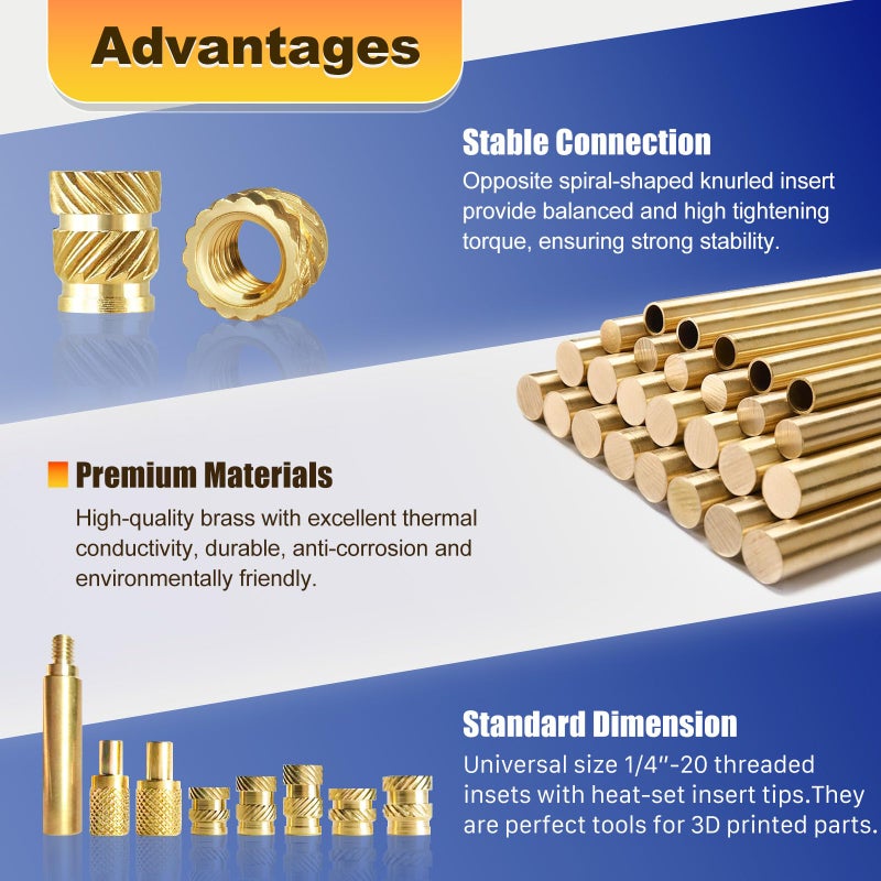 Kadrick 300 Pcs M3 Threaded Inserts For Plastic With Heat Set Tip M3*(3Mm-10Mm Hight)*4.5Mm Heat Set Inserts Kit Brass Inserts For 3D Pringting - Image 5
