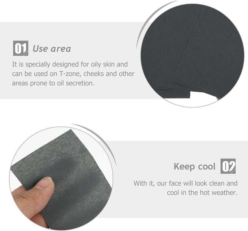 VICASKY Charcoal Oil Blotting Paper 2 Sets 200 Sheets Face Oil Absorbing Tissues for Oily Skin Facial Blotting Paper Suitable for Daily Face Cleaning - Image 3