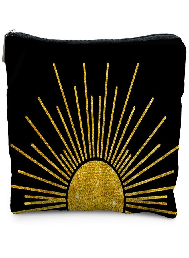 RYYCDOI Boho Makeup Bag, Boho Abstract Black and Gold Sun Sunshine Makeup Bags for Women, Boho Gifts for Women, Boho Makeup Pouch Zipper Pouch, Aesthetic Makeup Bag - Image 1
