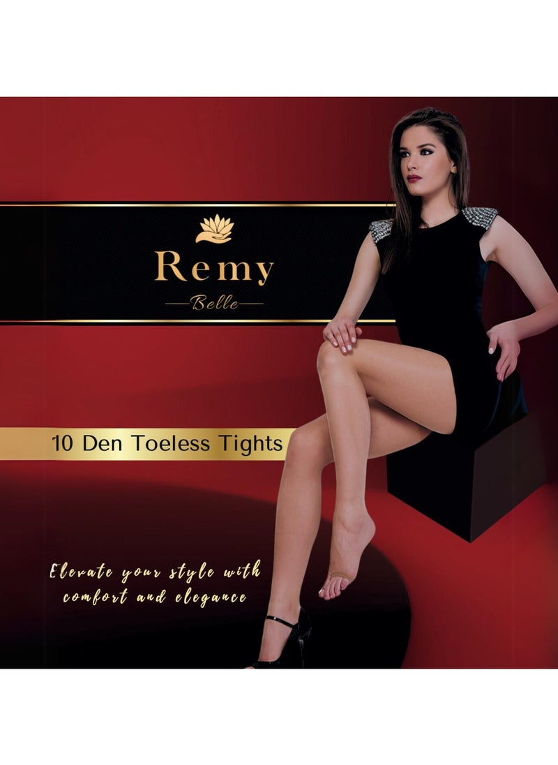Remy Belle - Pack of 2 Toeless Tights 10 Den Footless Stocking Pantyhose Nylon Open Toe for Women Tight Skin Color - Image 1