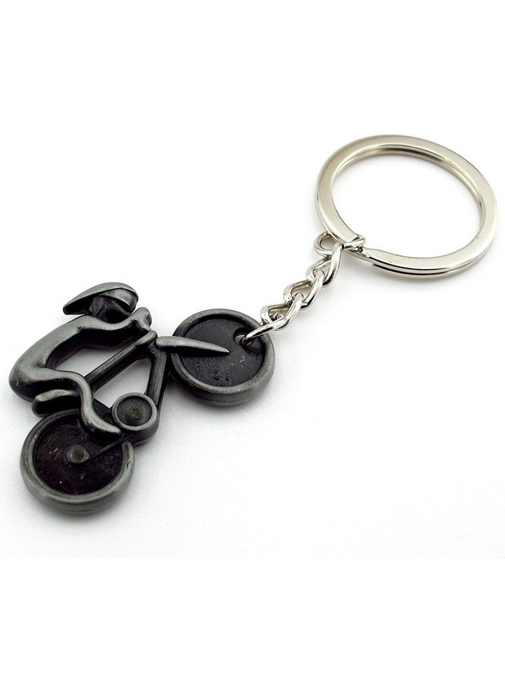 Solfera - Racing Bike Cyclist Sports Anthracite Metal Keychain KC087 - Image 1