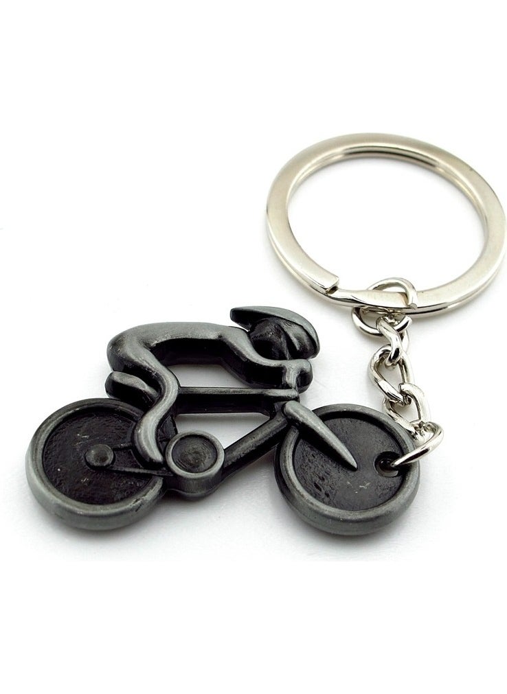 Solfera - Racing Bike Cyclist Sports Anthracite Metal Keychain KC087 - Image 1