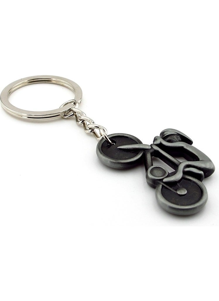 Solfera - Racing Bike Cyclist Sports Anthracite Metal Keychain KC087 - Image 1