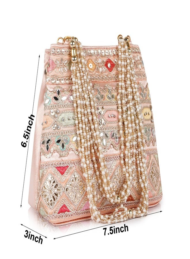 PLANX Velvet SilK Stylish Embroidery Unique Design Traditional Ethnic Wedding Party Handheld Potli For Women - Image 2