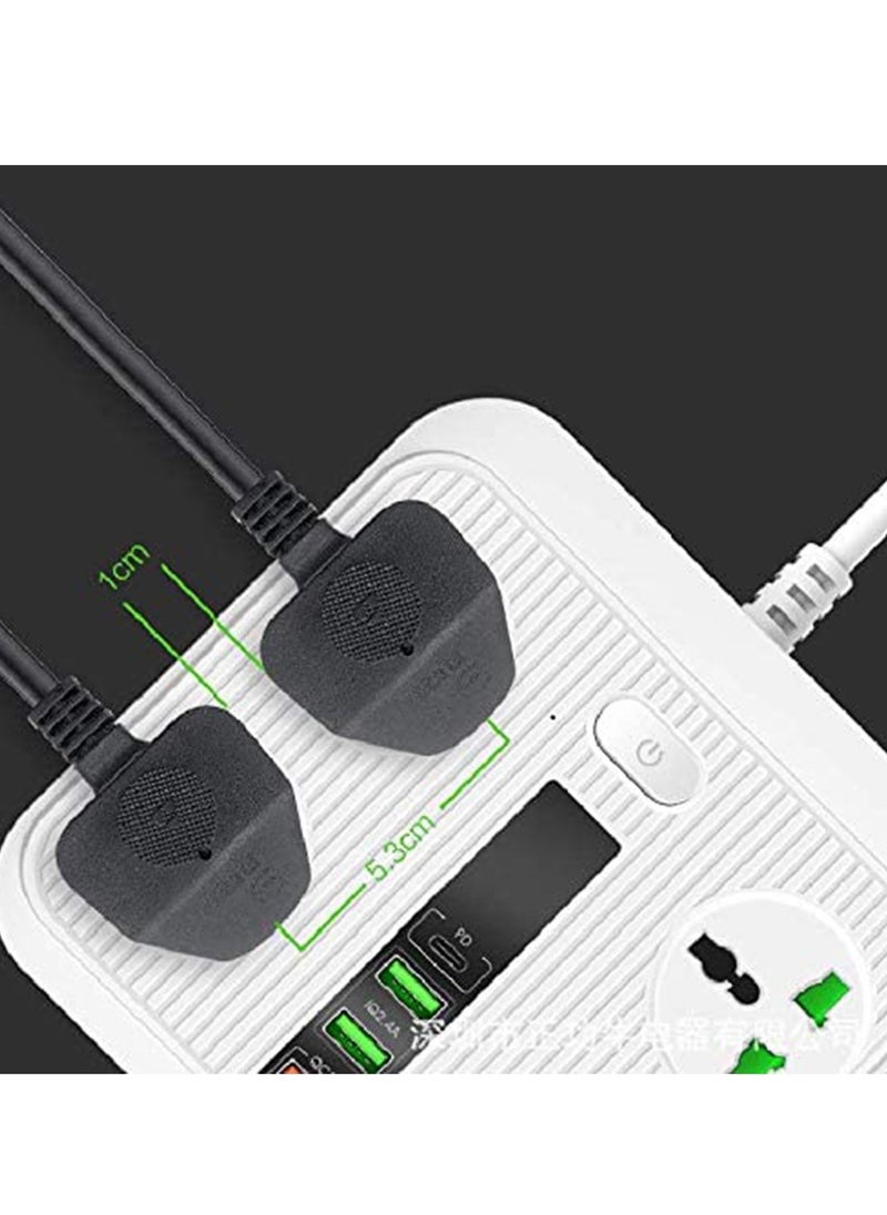 Y&D Extension Lead Universal Outlets with 4 USB Ports Way Power Strips Surge Protector 2M/ Bold Cord Switch Portable Charger Fuse and Shutter Charging Hub Station 40W Super Quik Charge (Black)  - Image 4