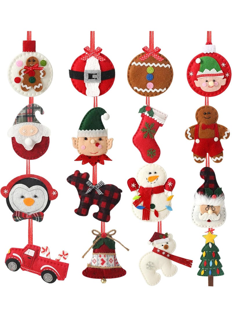 Moukeren 16 Pcs Felt Christmas Tree Ornaments  3D Santa Snowman Elf Gnome Reindeer  Stuffed Decorative Hanging Ornaments for Xmas Holiday Party Toy  - Image 2