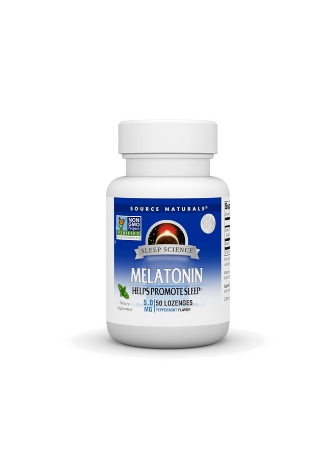 Source Naturals Melatonin 5 mg - 50 Peppermint Flavored Lozenges - Image 1