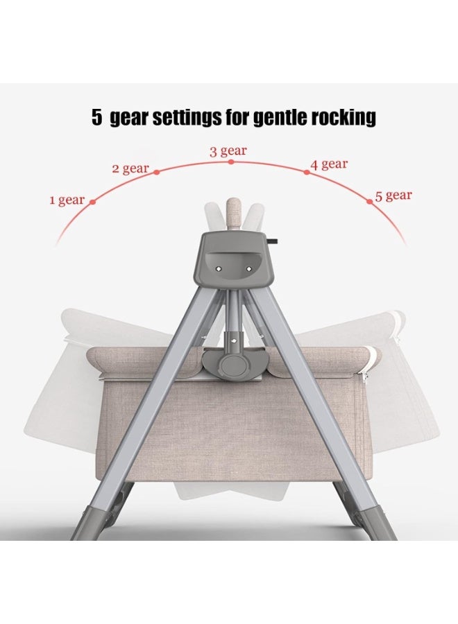 XiuWoo 3-in-1 Metal Automatic Electric Baby Swing Cradle, Baby Bed Crib, Baby Bedside Crib, Folding Baby Sleeper Bed, Baby Bouncer with Bluetooth Music, 5 Adjustable Speed, 3 Timing time, One-click Folding - Image 4