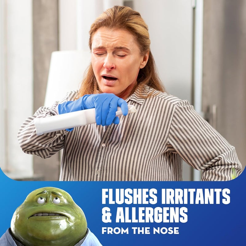 MUCINEX بخاخ أنف ملحي للجيوب الأنفية - شطف الجيوب الأنفية - خالي من الأدوية - خالي من الإضافات - غير مسبب للنعاس - ري أنفي مع فوهة بخاخ رذاذ مزدوج 2 في 1 لموسم البرد والحساسية - 45 أونصة من محلول الملح البخاخ - Image 4