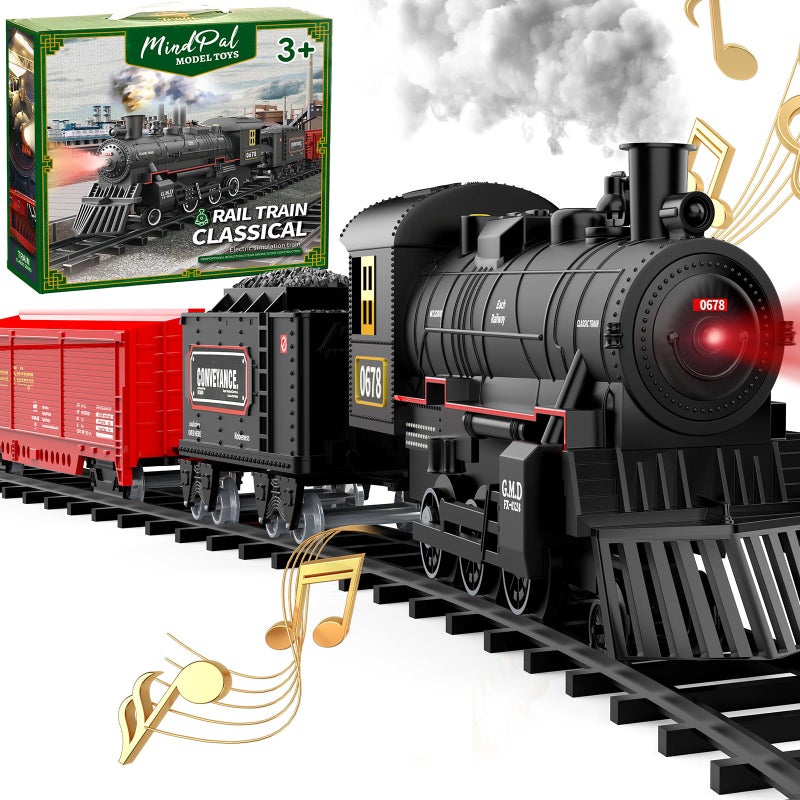 MindPal Train Set Electric Train Toys with Smoke Lights Sound Train Set for Under Christmas Tree with Steam Locomotives Cars and Tracks Christmas Train Toys for 3 4 5 6 7 Years Old Kids - Image 3