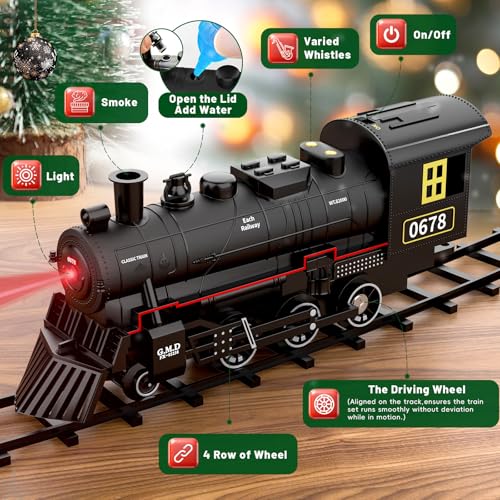 MindPal Train Set Electric Train Toys with Smoke Lights Sound Train Set for Under Christmas Tree with Steam Locomotives Cars and Tracks Christmas Train Toys for 3 4 5 6 7 Years Old Kids - Image 5
