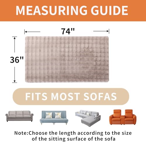 Hittun Waterproof Dog Bed Cover Non Slip Couch Covers for Dogs Washable Soft Faux Fur Sofa Cover Couch Covers for 3 Cushion Couch Sofa Pet Friendly (Khaki) - Image 4