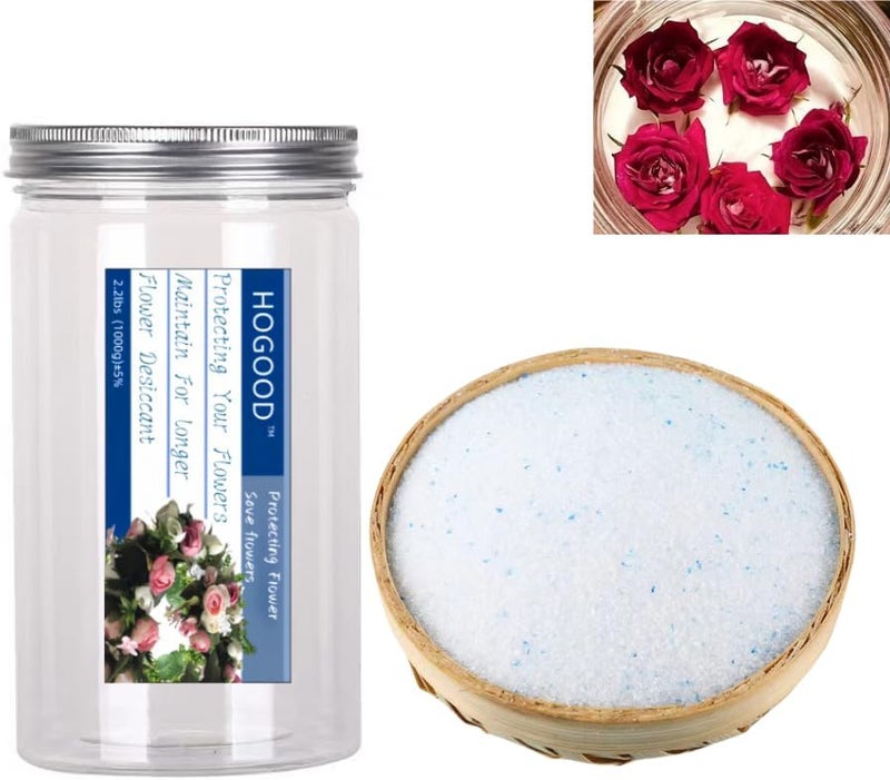 HOGOOD 2.2 LBS Silica Gel Flower Drying Crystals Dry-Packs DIY Flower Drying Powder, color Indicating Silica Gel Preserving Wedding, Reusable - Image 1
