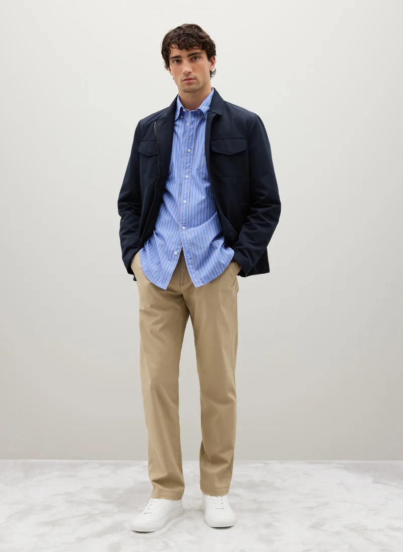 Ovs BEIGE REGULAR FIT STRETCH COTTON TROUSERS