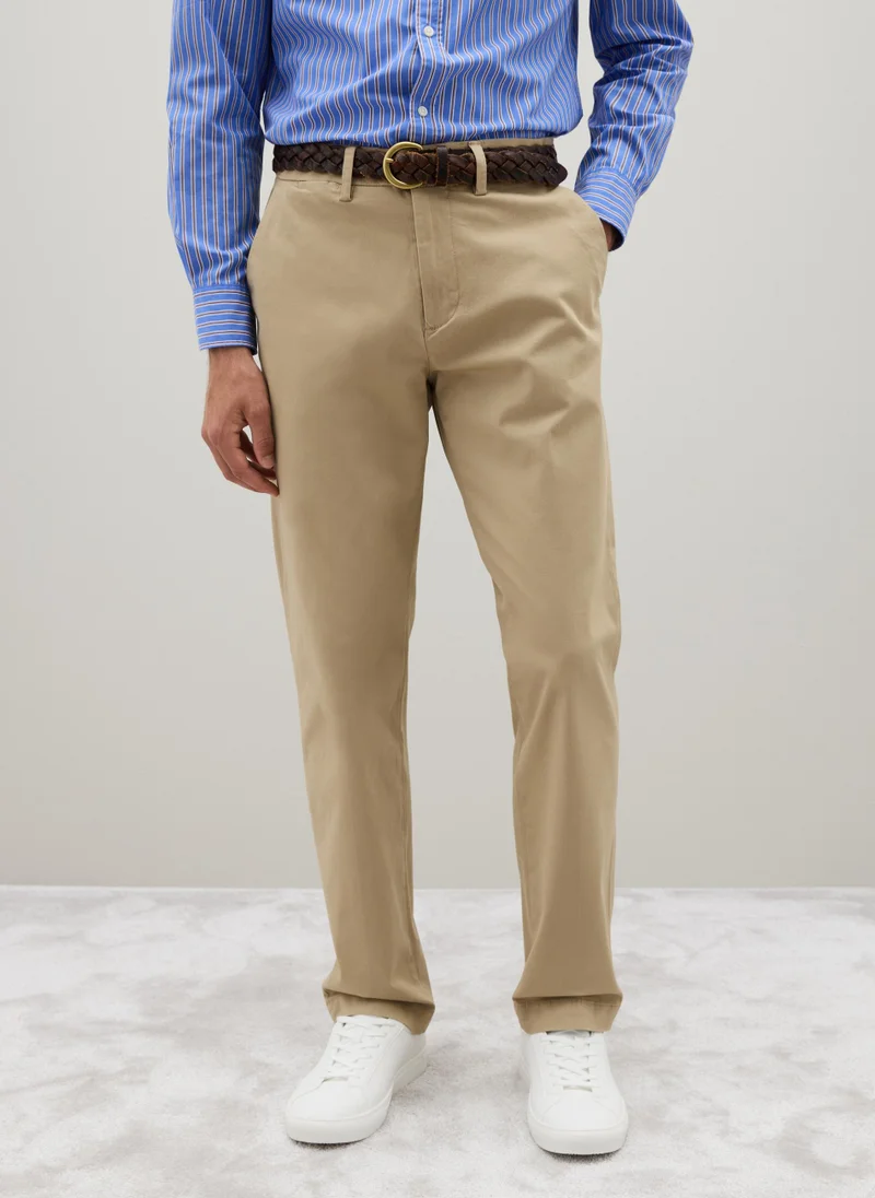 Ovs BEIGE REGULAR FIT STRETCH COTTON TROUSERS
