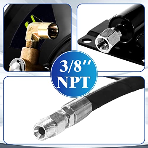 M MINGLE Pressure Washer Hose Reel 100ft, Heavy Duty Steel Hose Reel, Manual Crank Power Washer Hose Reel with Swivel Arm, 3/8" NPT Outlet Pipe, 4000 PSI - Image 5
