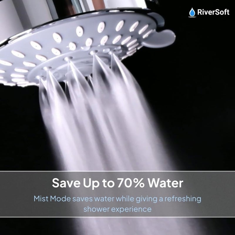 RiverSoft DIVA-05 Shower Filter for Hard Water With 15 Stages | 5 Mode Spray Setting | Softener for Bathroom | Water Saving Mist Mode (Chrome, Pack of 1) - Image 5