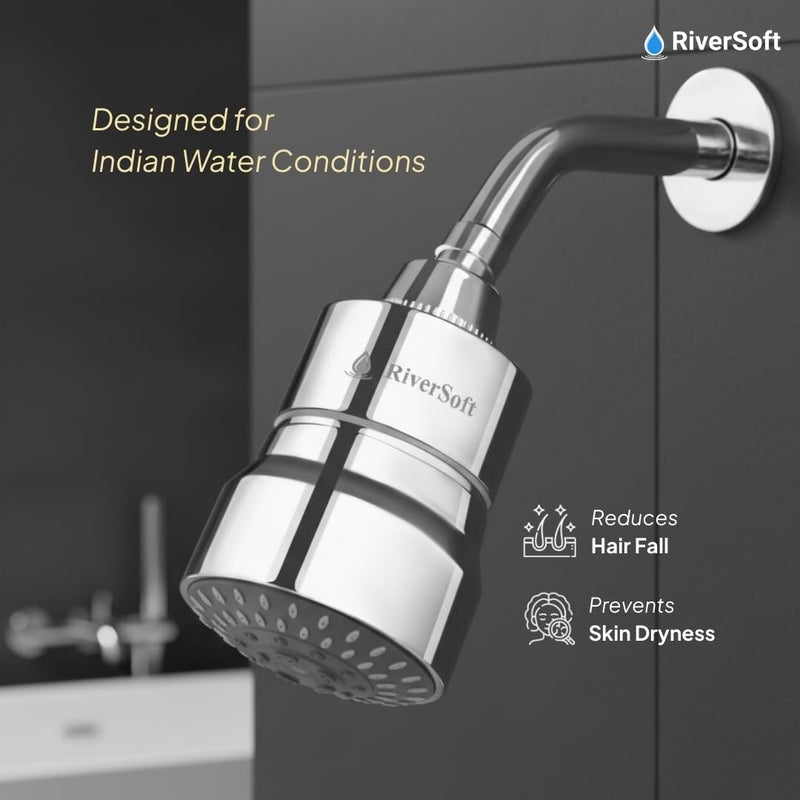 RiverSoft DIVA-05 Shower Filter for Hard Water With 15 Stages | 5 Mode Spray Setting | Softener for Bathroom | Water Saving Mist Mode (Chrome, Pack of 1) - Image 2
