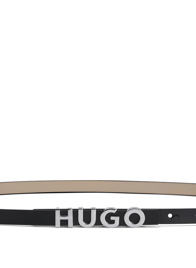 HUGO Italian-leather belt with logo buckle