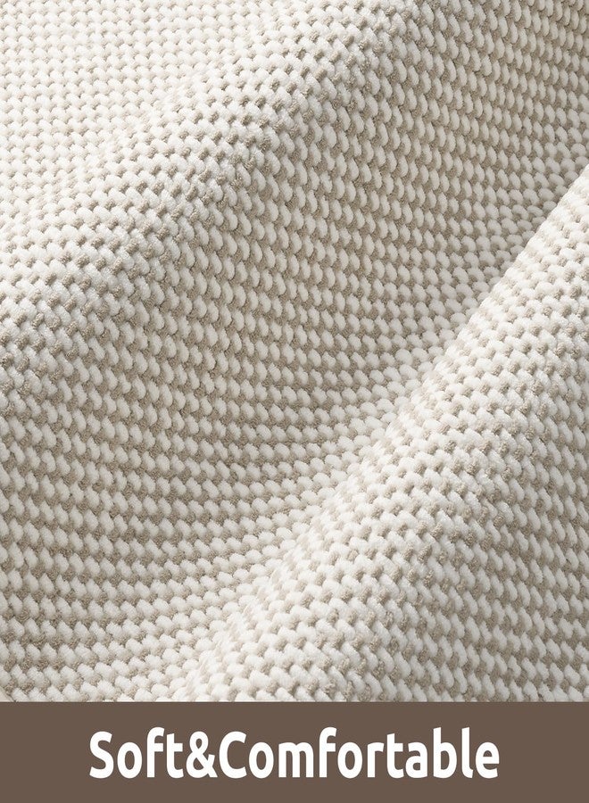 AMOAMI Chenille Bath Mat Super Absorbent Bathroom Mat Quick Dry Bath Mats for Bathroom Rubber Backed Bathroom Rugs Non Slip Washable Fit Under Door, Front of Bathtub, Sink, Beige&White 17"x24" - Image 5