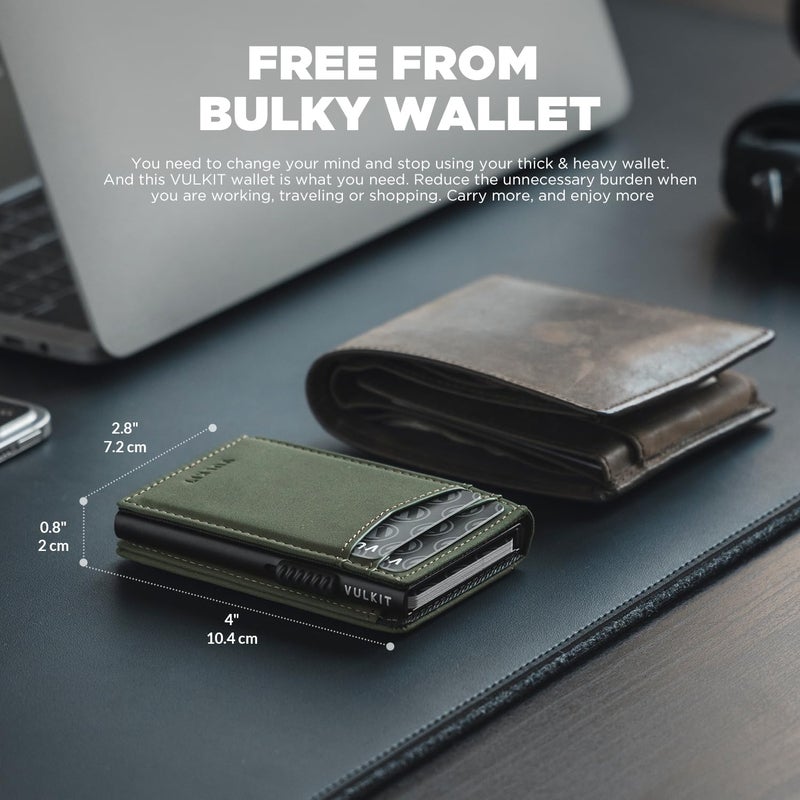 VULKIT Men's Wallet with ID Window Premium Leather Wallets RFID Blocking Minimalist Wallet Pop Up Card Holder Magnetic Closure - Image 4