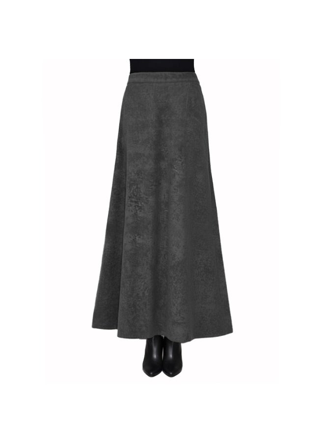 Smoky Egypt Corduroy Velvet Maxi Circle Skirt-DarkGray - Image 1