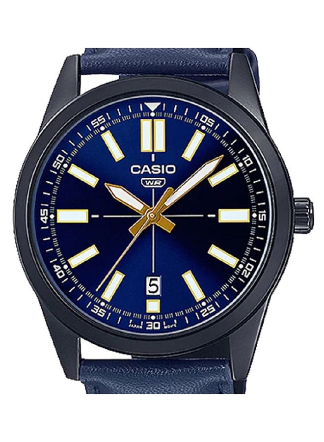CASIO Leather Analog Wrist Watch MTP-VD02BL-2EUDF - Image 3