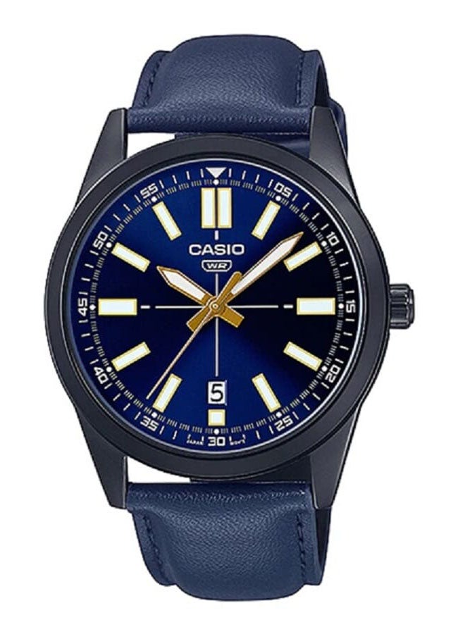 CASIO Leather Analog Wrist Watch MTP-VD02BL-2EUDF - Image 1